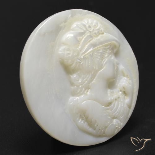 Madreperla Bianco caldo naturale da 13.32 ct, Rotondo, Opaco