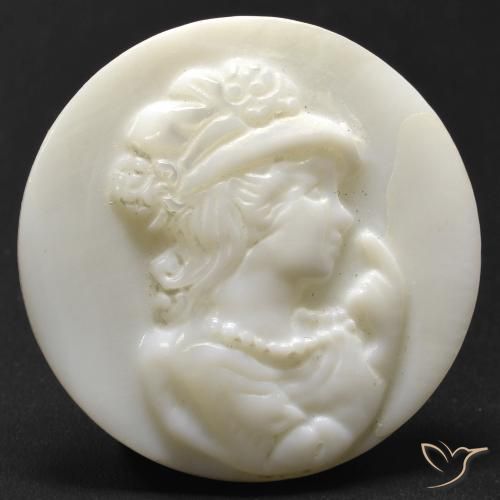 Madreperla bianco perla naturale da 15.21 ct, Taglio rotondo, Opaco