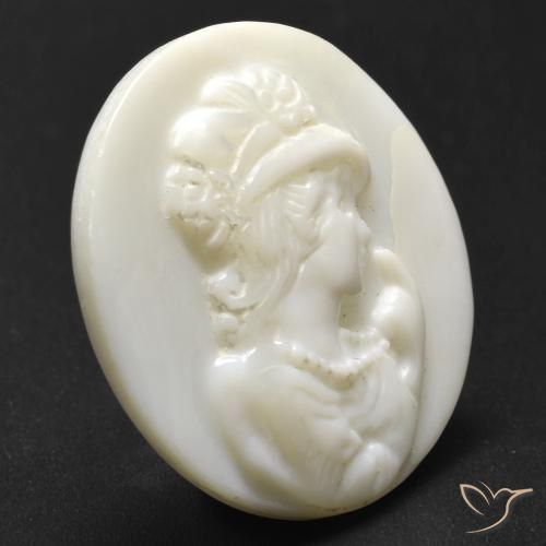 Madreperla bianco perla naturale da 15.21 ct, Taglio rotondo, Opaco