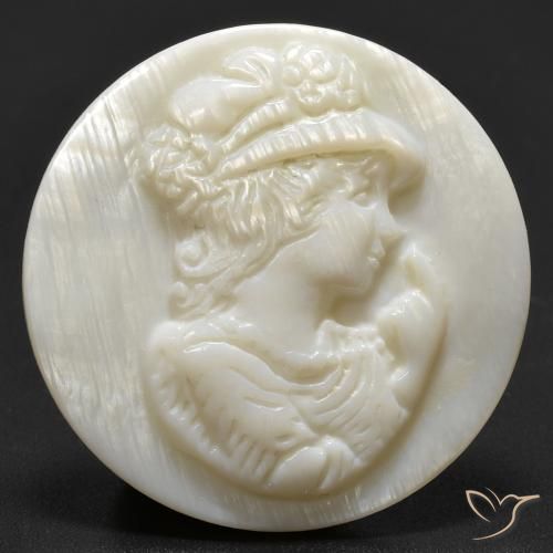 15.22ct Naturale Bianco caldo Madreperla, Rotondo, Opaco