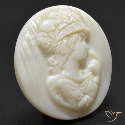 Madreperla Bianco caldo naturale da 15.22 ct, Rotondo, Opaco