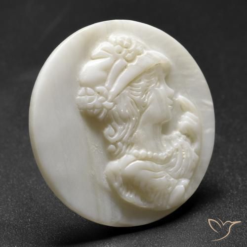 Madreperla bianco perla naturale da 13.49 ct, Rotondo, Opaco