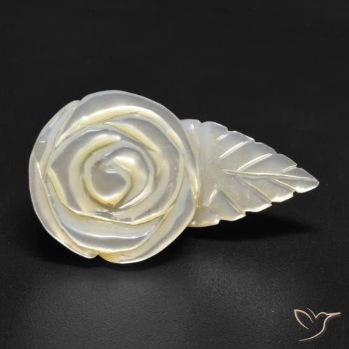 15.05ct Naturale bianco perla Madreperla, Taglio a fiore, Opaco