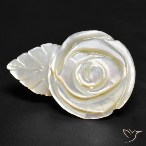 18.01ct Naturale bianco perla Madreperla, Taglio a fiore, Opaco