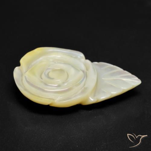Madreperla bianco perla naturale da 16.46 ct, Taglio a fiore, Opaco