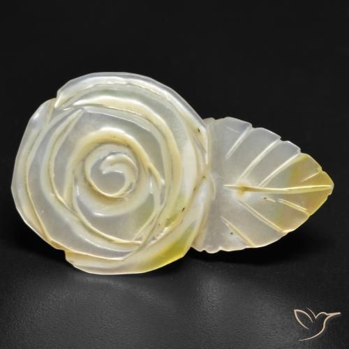 16.60ct Naturale Giallo chiaro Madreperla, Taglio a fiore, Opaco