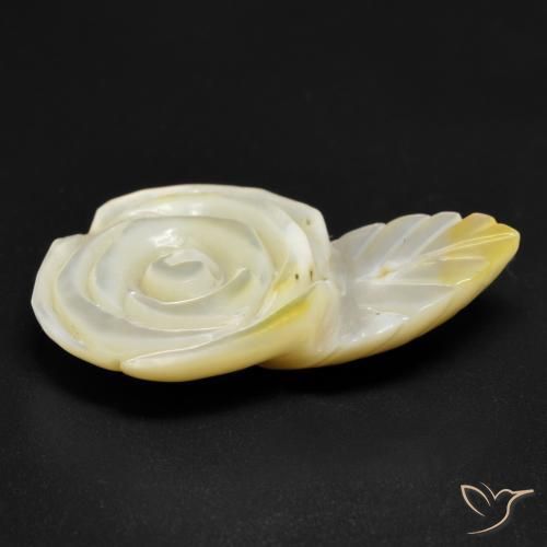 Madreperla Giallo chiaro naturale da 16.60 ct, Taglio a fiore, Opaco
