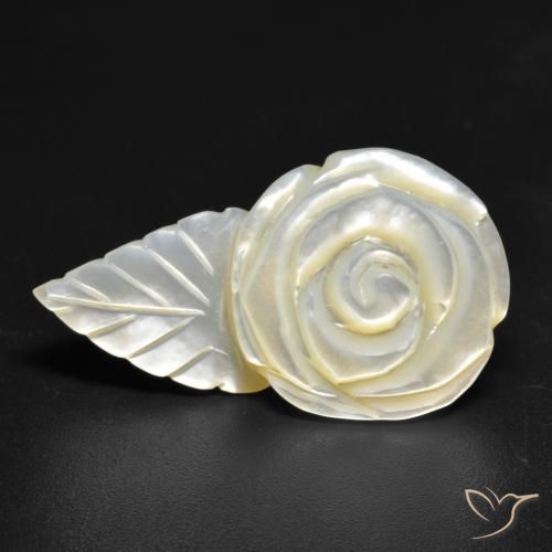 18.49ct Naturale bianco perla Madreperla, Taglio a fiore, Opaco