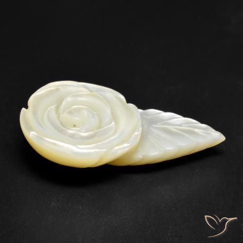 Madreperla bianco perla naturale da 18.49 ct, Taglio a fiore, Opaco