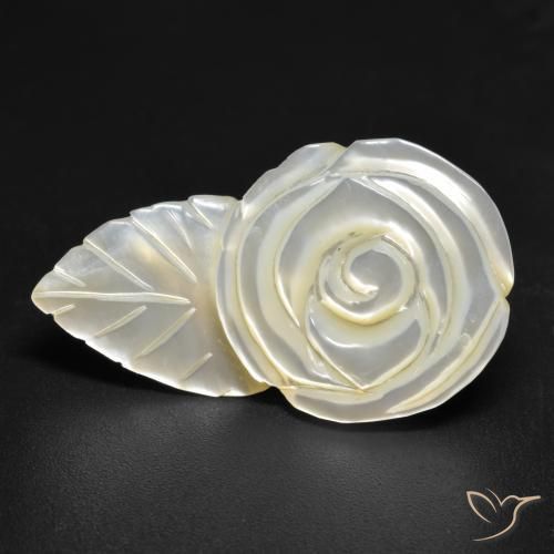 Madreperla bianco perla naturale da 17.26 ct, Taglio a fiore, Opaco