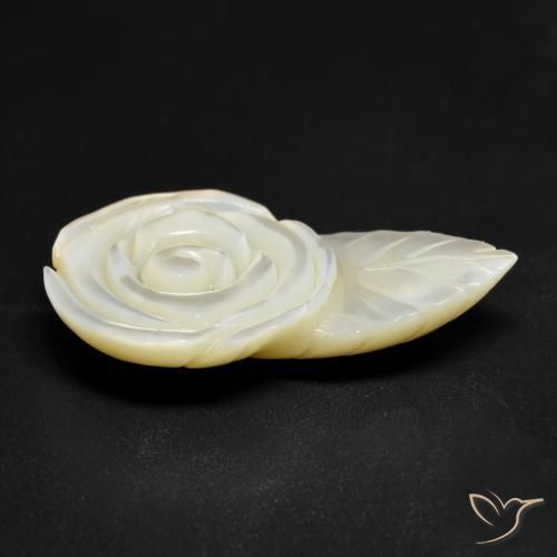 Madreperla bianco perla naturale da 17.26 ct, Taglio a fiore, Opaco
