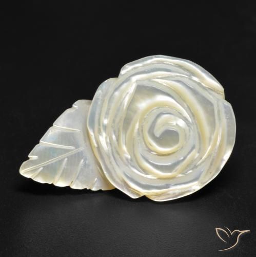 21.17ct Naturale bianco perla Madreperla, Taglio a fiore, Opaco
