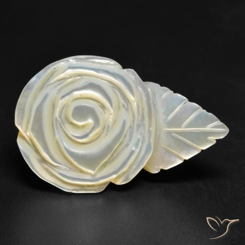 Madreperla bianco perla naturale da 21.17 ct, Taglio a fiore, Opaco