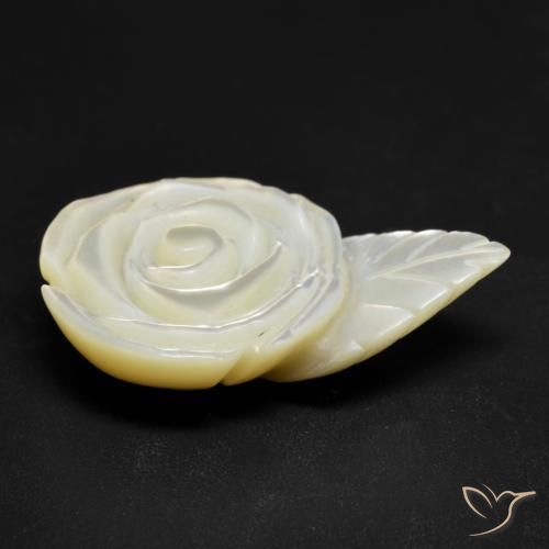 Madreperla bianco perla naturale da 21.17 ct, Taglio a fiore, Opaco