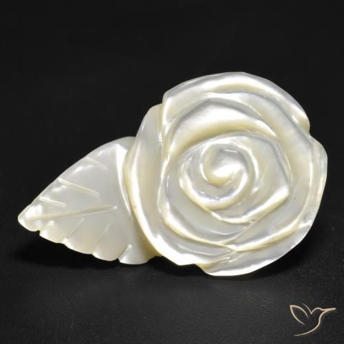 12.59ct Naturale bianco perla Madreperla, Taglio a fiore, Opaco