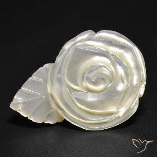 15.15ct Naturale bianco perla Madreperla, Taglio a fiore, Opaco