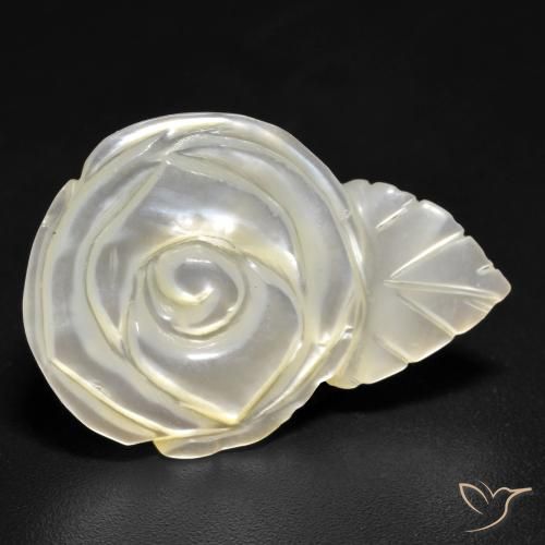Madreperla bianco perla naturale da 15.15 ct, Taglio a fiore, Opaco