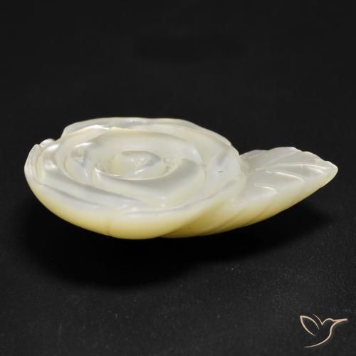 Madreperla bianco perla naturale da 15.15 ct, Taglio a fiore, Opaco