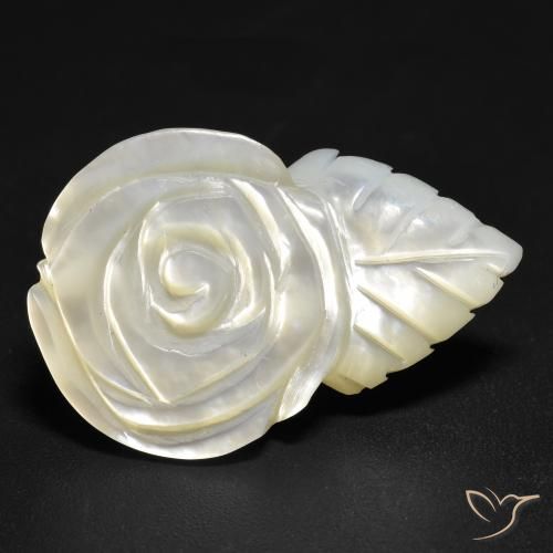 14.21ct Naturale bianco perla Madreperla, Taglio a fiore, Opaco