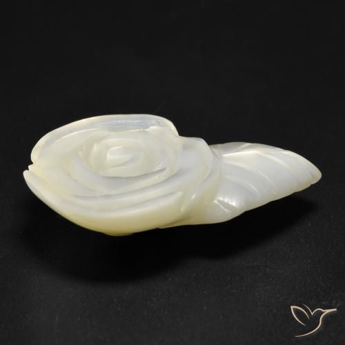 Madreperla bianco perla naturale da 14.21 ct, Taglio a fiore, Opaco