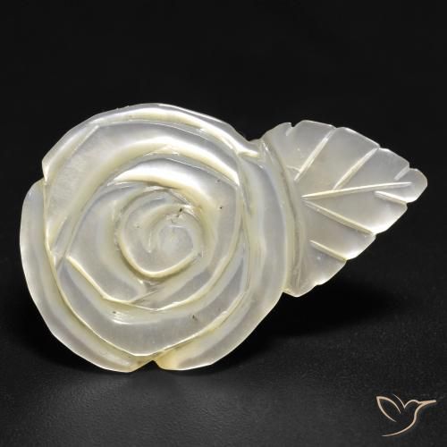 14.48ct Naturale bianco perla Madreperla, Taglio a fiore, Opaco