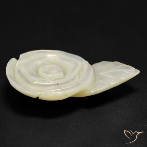 Madreperla bianco perla naturale da 14.48 ct, Taglio a fiore, Opaco