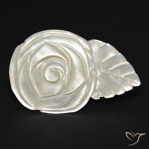 13.65ct Naturale bianco perla Madreperla, Taglio a fiore, Opaco