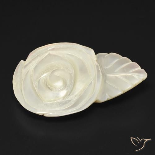 Madreperla bianco perla naturale da 13.65 ct, Taglio a fiore, Opaco