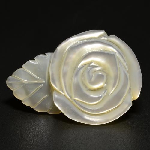 Madreperla naturale bianco da 16,68 ct, taglio fiore, opaco