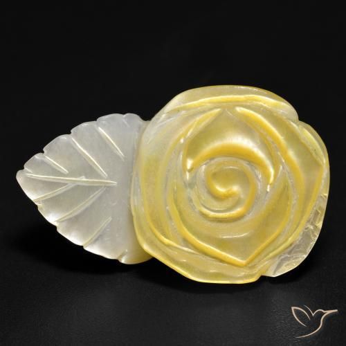 21.40ct Naturale Giallo medio Madreperla, Taglio a fiore, Opaco