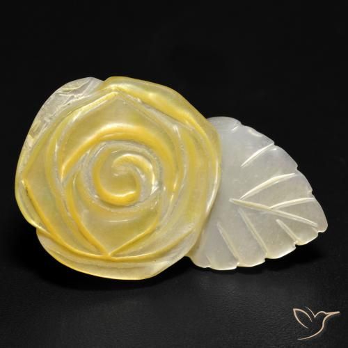 Madreperla Giallo medio naturale da 21.40 ct, Taglio a fiore, Opaco