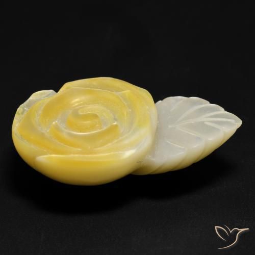Madreperla Giallo medio naturale da 21.40 ct, Taglio a fiore, Opaco