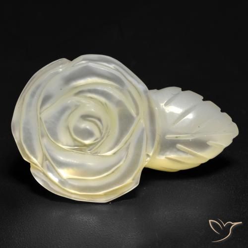 Madreperla bianco perla naturale da 19.04 ct, Taglio a fiore, Opaco