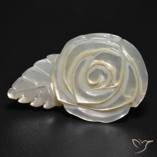 11.41ct Naturale bianco perla Madreperla, Taglio a fiore, Opaco