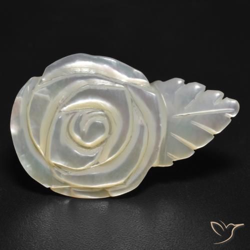 Madreperla bianco perla naturale da 11.41 ct, Taglio a fiore, Opaco