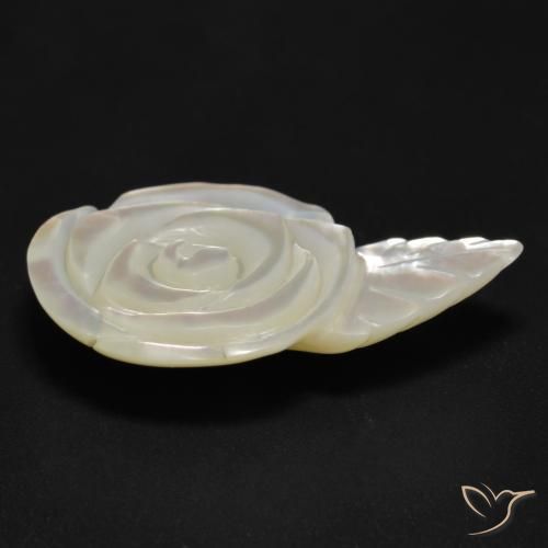 Madreperla bianco perla naturale da 11.41 ct, Taglio a fiore, Opaco