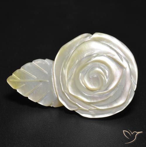 17.04ct Naturale bianco perla Madreperla, Taglio a fiore, Opaco