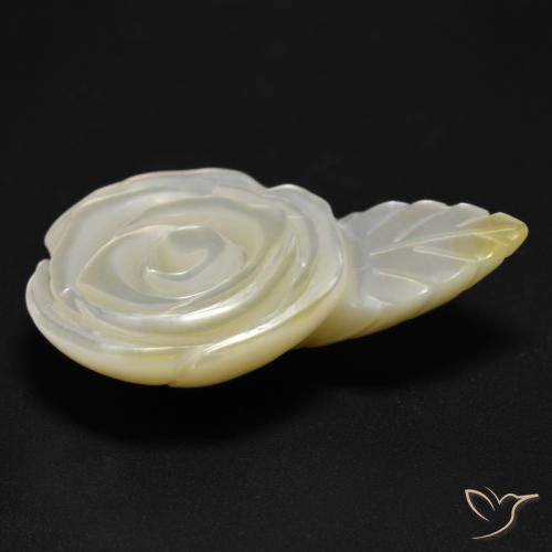 Madreperla bianco perla naturale da 17.04 ct, Taglio a fiore, Opaco