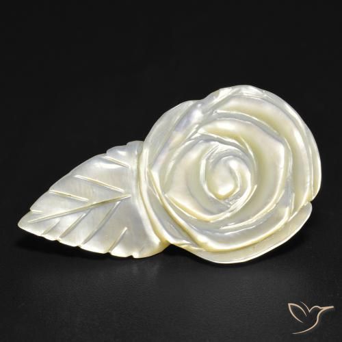 14.35ct Naturale bianco perla Madreperla, Taglio a fiore, Opaco