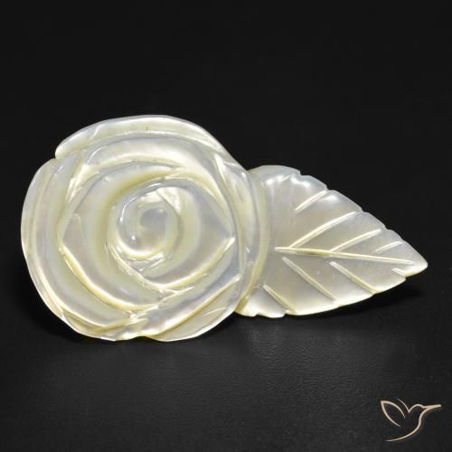 Madreperla bianco perla naturale da 14.35 ct, Taglio a fiore, Opaco