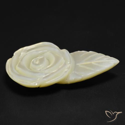 Madreperla bianco perla naturale da 14.35 ct, Taglio a fiore, Opaco