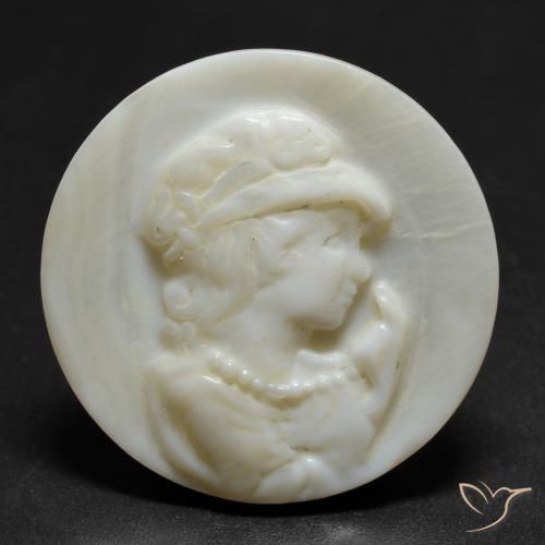 11.45ct Naturale Bianco caldo Madreperla, Rotondo, Opaco