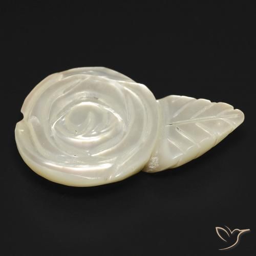 Madreperla bianco perla naturale da 11.49 ct, Taglio a fiore, Opaco