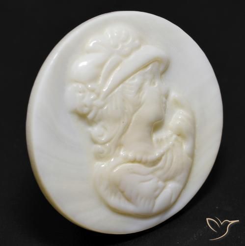 Madreperla Bianco caldo naturale da 14.86 ct, Rotondo, Opaco