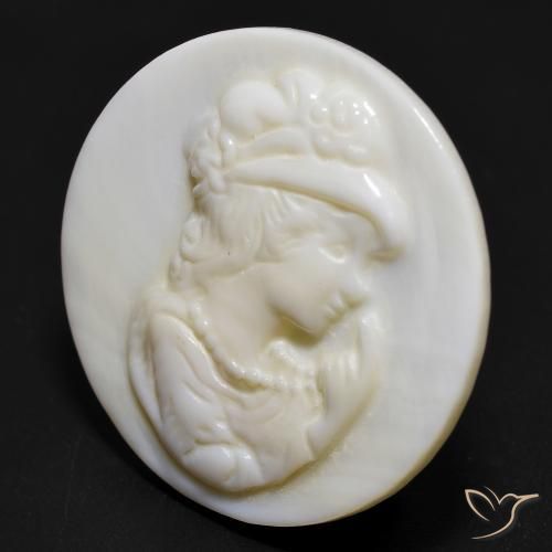 Madreperla Bianco caldo naturale da 14.86 ct, Rotondo, Opaco