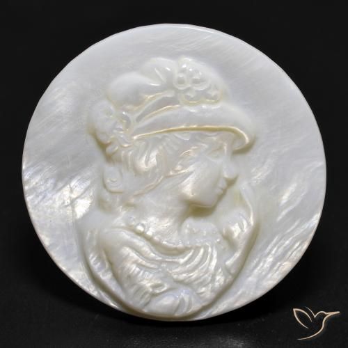 Madreperla bianco perla naturale da 13.76 ct, Taglio rotondo, Opaco