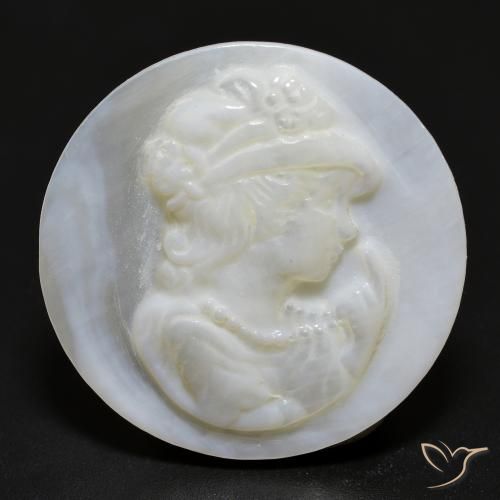 12.25ct Naturale bianco perla Madreperla, Rotondo, Opaco