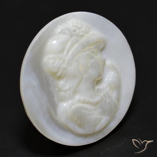 Madreperla bianco perla naturale da 12.25 ct, Rotondo, Opaco