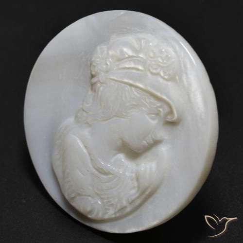 Madreperla bianco perla naturale da 12.91 ct, Rotondo, Opaco