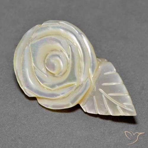 Madreperla bianco perla naturale da 18.79 ct, Taglio a fiore, Opaco